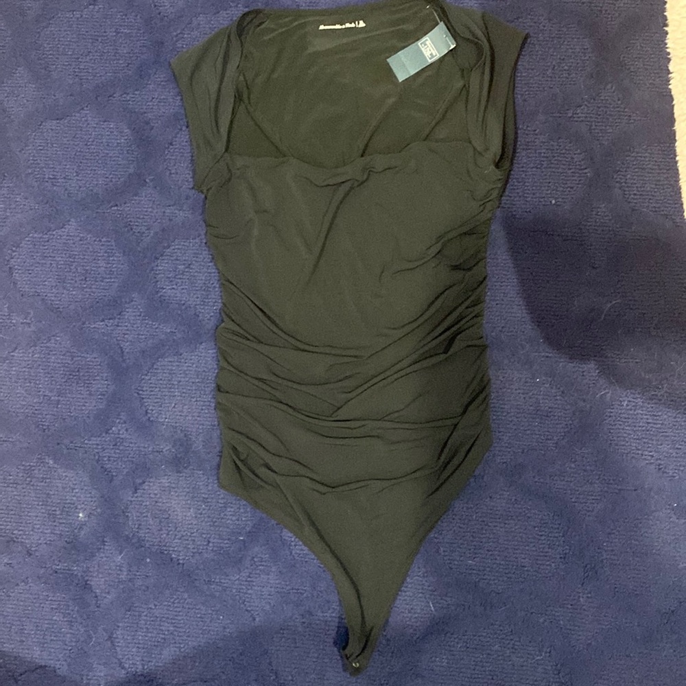 Abercrombie and Fitch XL ruched black bodysuit. NEVER WORN. Tag still on it.